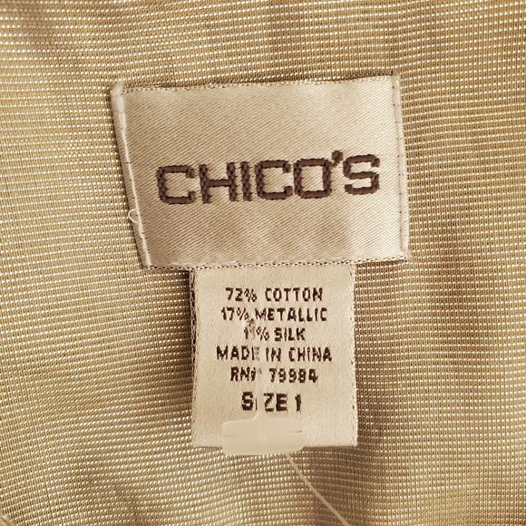 Chicos LS V-Neck Button Up Blouse | NWT | 1 (Small) | Silver Metallic - Picture 14 of 16